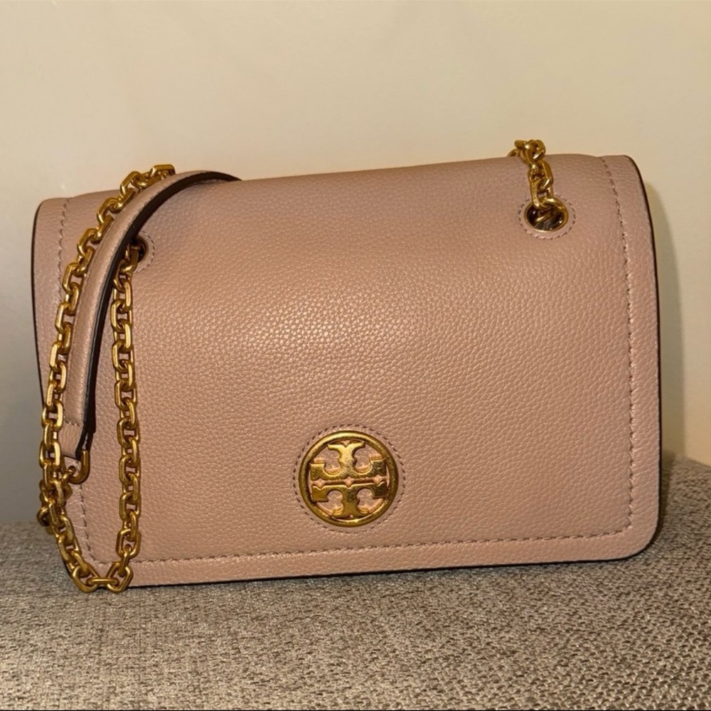 💯 Tory Burch Carson Convertible Leather Crossbody Bag In Devon Sand - Picture 8 of 12